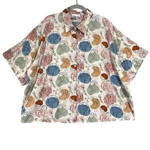 Izzy & Liv Abstract Melanin Face All Over Print Button Up Shirt Size 2XL